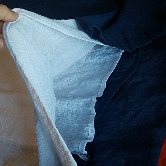 Silk Cotton Flowy Dress Navy White Small - Picture 7 of 8